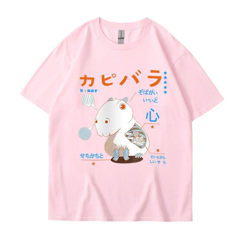 image-Men's Cartoon Hamster T-Shirt - Dark Gray Short Sleeve