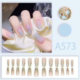 image-Winter fresh and simple pure lust style bride dance wear nails rainbow love rose fake nails wholesale