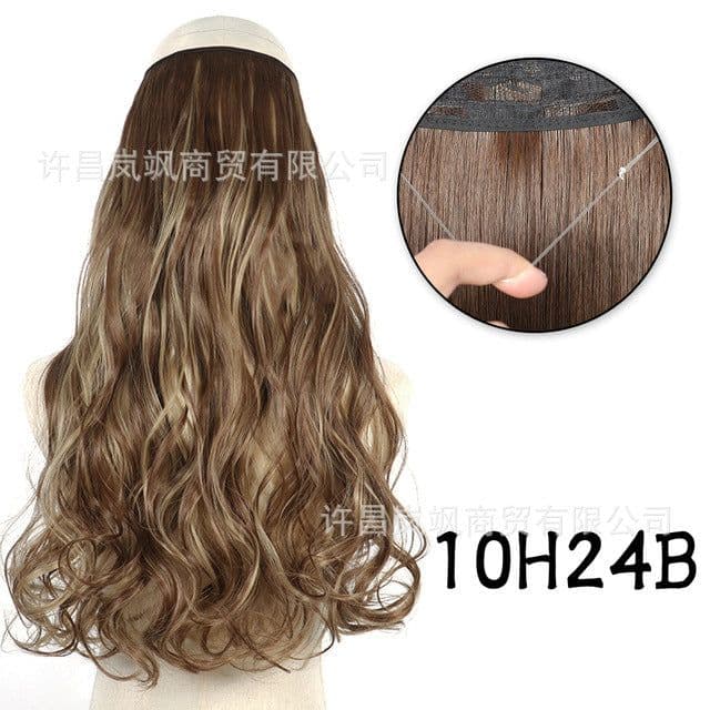 image-Lansa Adjustable Wig Piece 56 cm Seamless Long Curly Hair