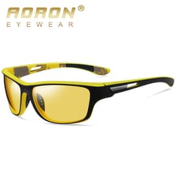 image-AORON Polarized Sports Sunglasses - Yellow Lens Black Frame