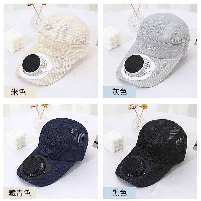image-Summer Solar Charging Fan Hat - Men's Women's