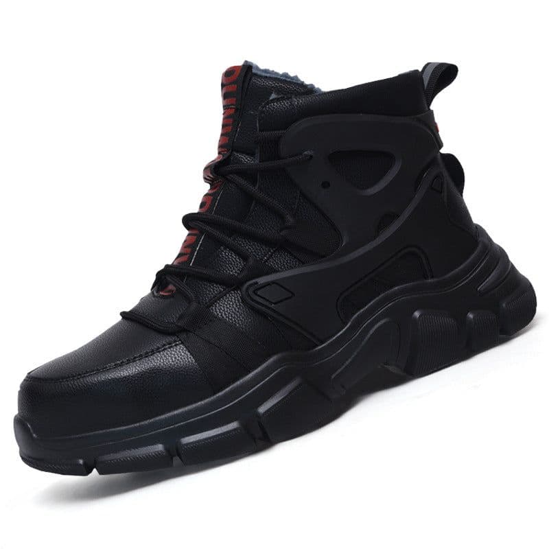image-Woerdun Men's Safety Work Shoes High-Top Black Steel Toe