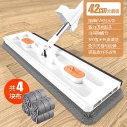 image-Zhenjia Large Flat Mop - Hand-Washable, Blue Cloth + Bucket