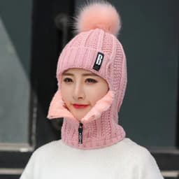image-Winter Woolen Plus Size Velvet Hat - Women's Windproof Ear Protection Pullover Knit