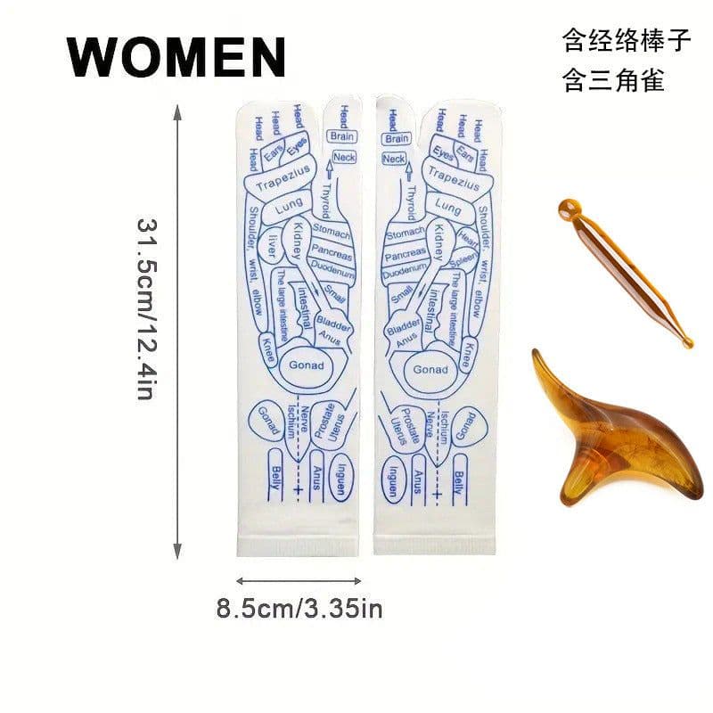 image-Cross-border Warp socks English acupuncture point socks meridian socks Chinese heritage massage socks spot