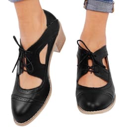 image-Large Size Brown Retro Sandals - High Heel Chunky 6-8CM PU