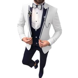 image-Cross-border new men's suit three-piece lapel slim wedding groom best man suit men's suit