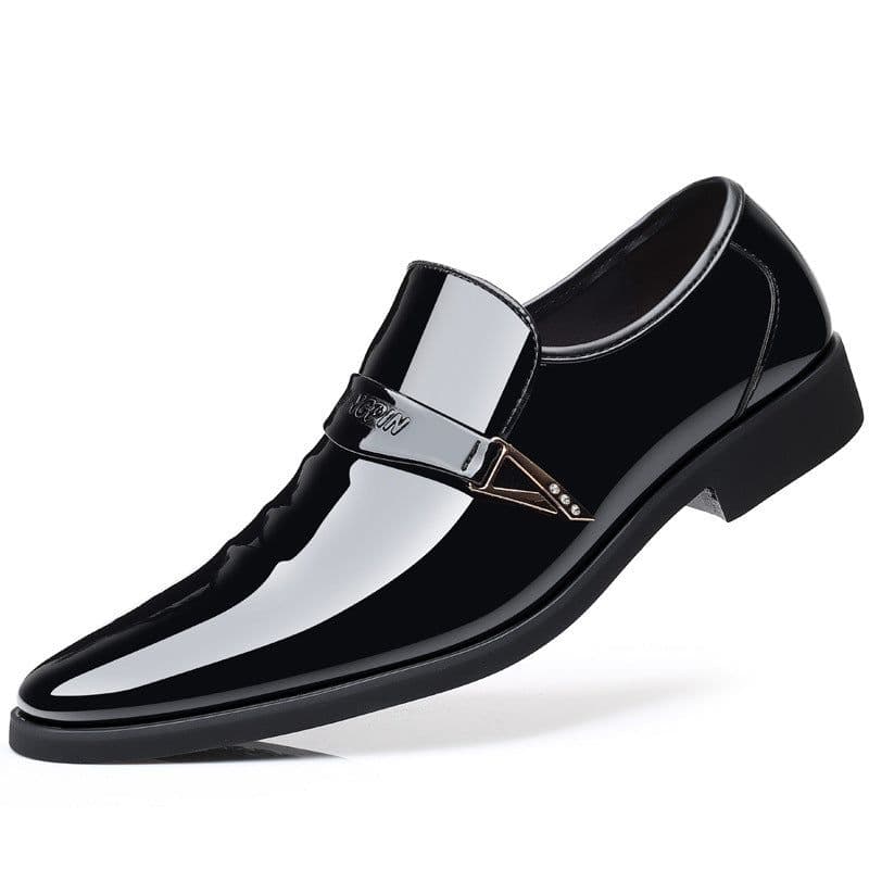 image-Men's Leather Business Casual Slip-On Shoes Brown