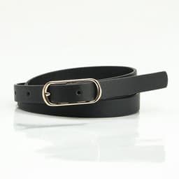 image-Simple Beige Women's PU Belt - Oval Buckle