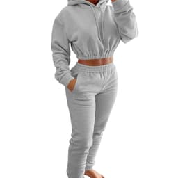 image-Women's Fleece Hoodie + Jogging Pants Set Light Yellow XXL