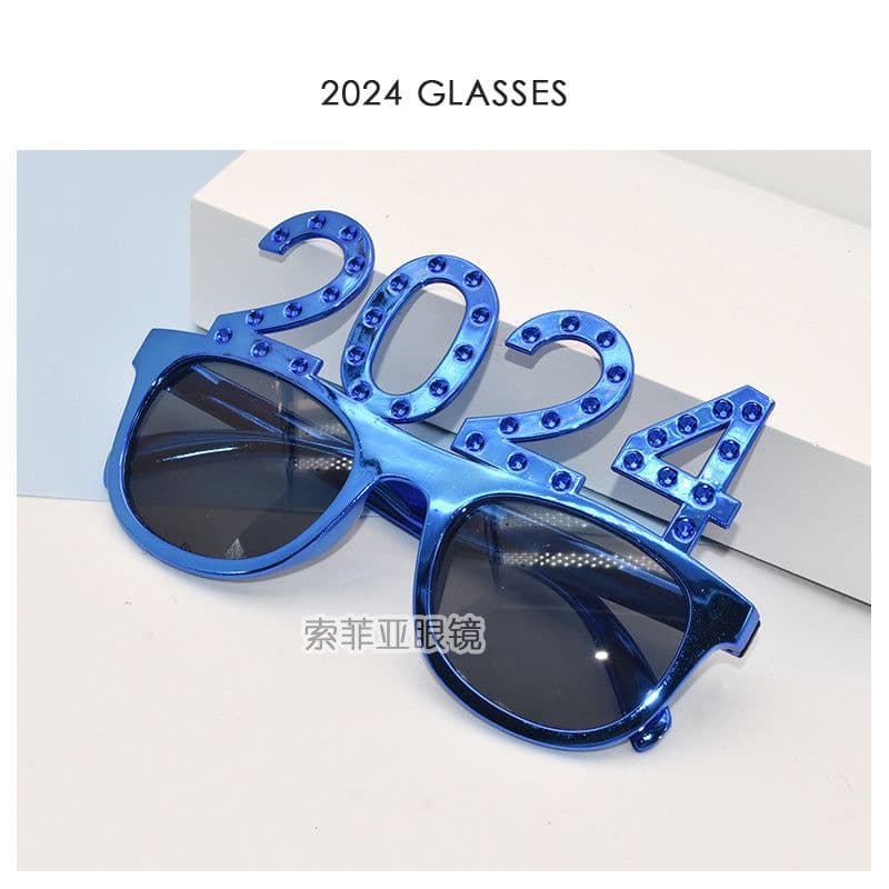 image-2024 Digital Glasses Cross-border New Year's Eve Party Decoration Christmas Glasses Digital Funny Sunglasses
