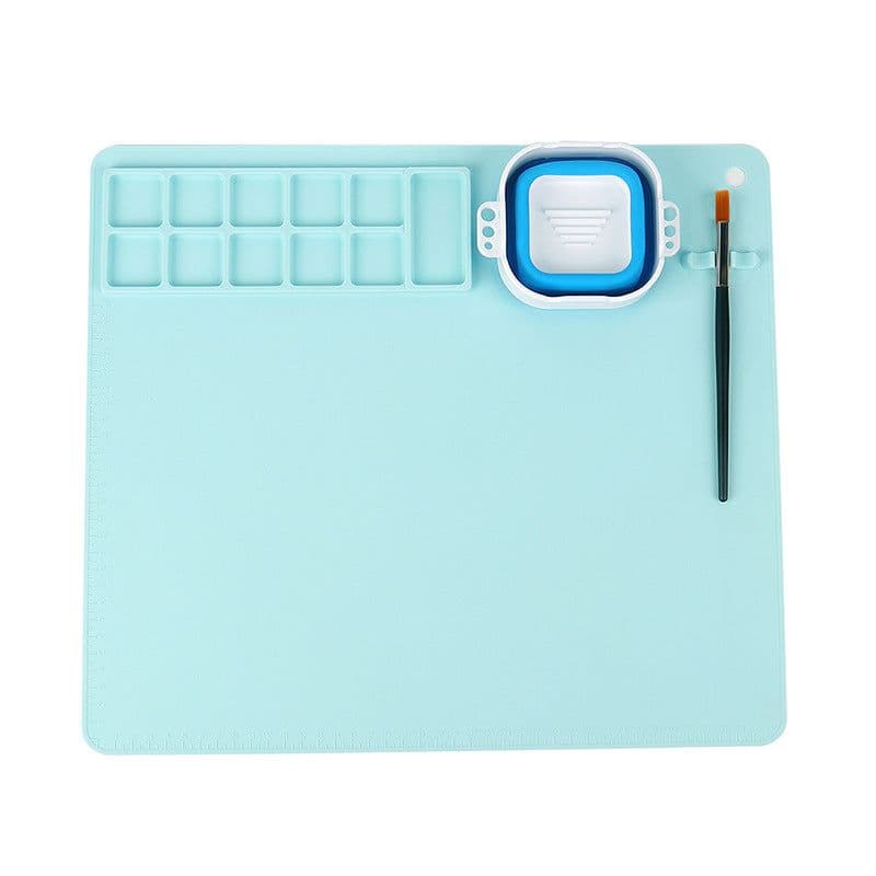 image-Tingfeng Silicone Art Painting Pad Set - Easy Wash Drawing Board with Palette