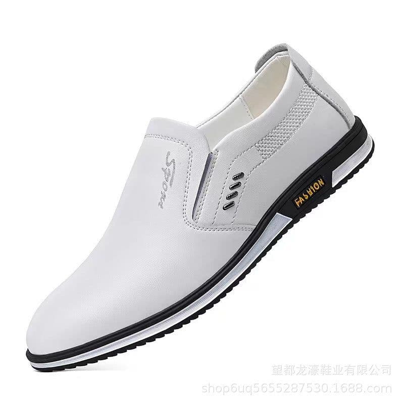 image-Men's Casual PU Loafers - Black Flat Heel 44 Size