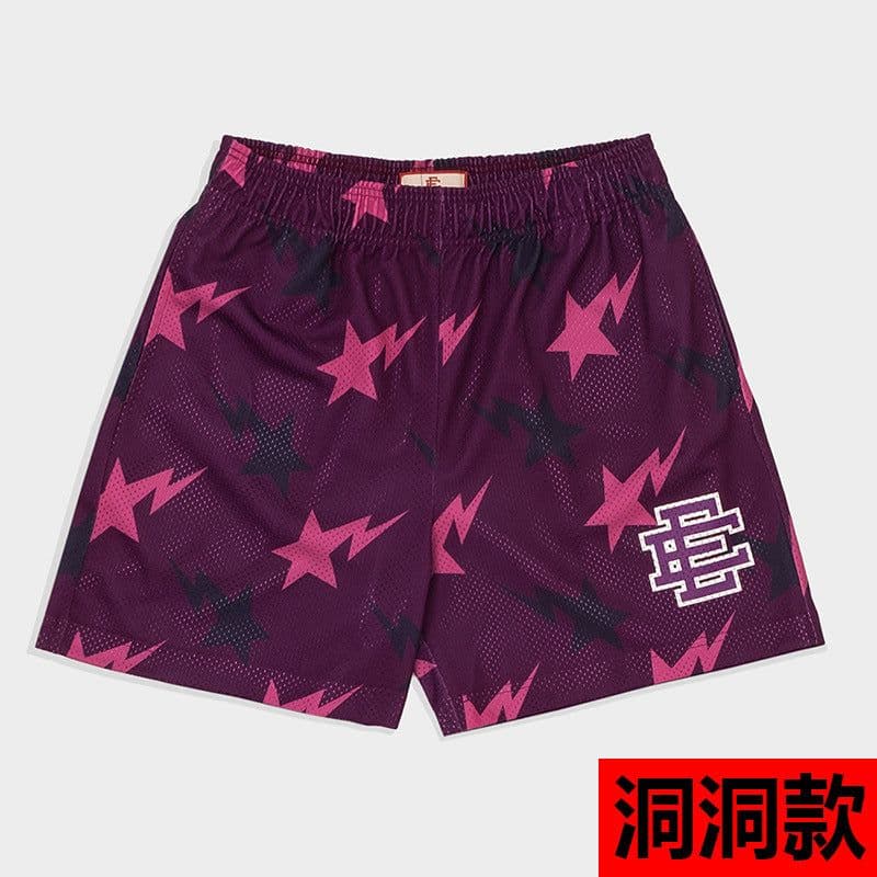 image-New American style shorts casual shorts fitness men's muscle sports five-point pants trendy beach pants mesh breathable shorts