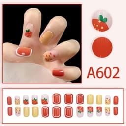 image-Summer and autumn gentle and simple pure lust style wearable nail patches printed solid color French style removable manicure fake nail patches wholesale
