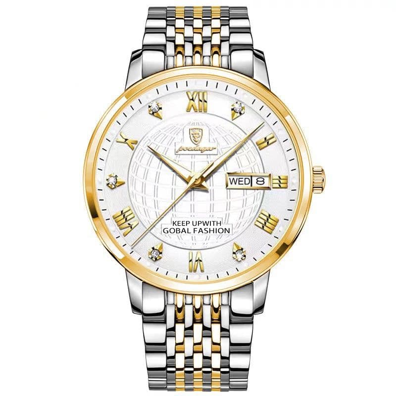 image-Poedagar Swiss Quartz 41.5mm Men's Watch - Gold 30M Waterproof