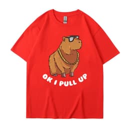 image-Cross-border independent station new summer cartoon cute Harajuku style printed cotton short-sleeved men's and women's T-shirt tops