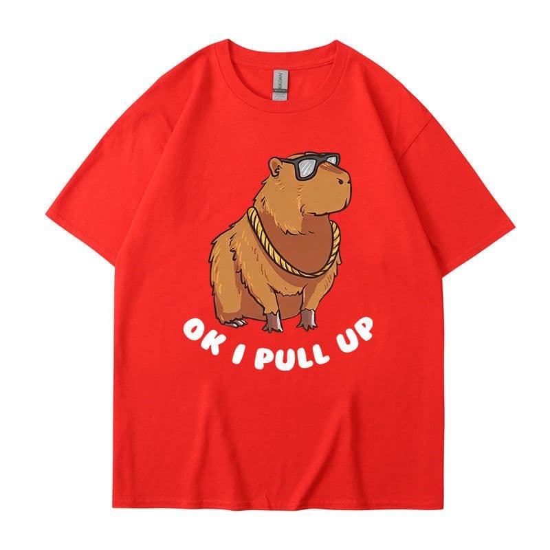 image-Cross-border independent station new summer cartoon cute Harajuku style printed cotton short-sleeved men's and women's T-shirt tops