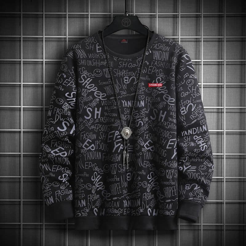 image-Men's Sweater Spring Letter Print Casual Loose