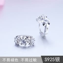 image-S925 Silver Flower Earrings - Camellia Zircon