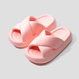 image-Women's EVA Slippers - Pink Cross Strap Thick Sole Sandals