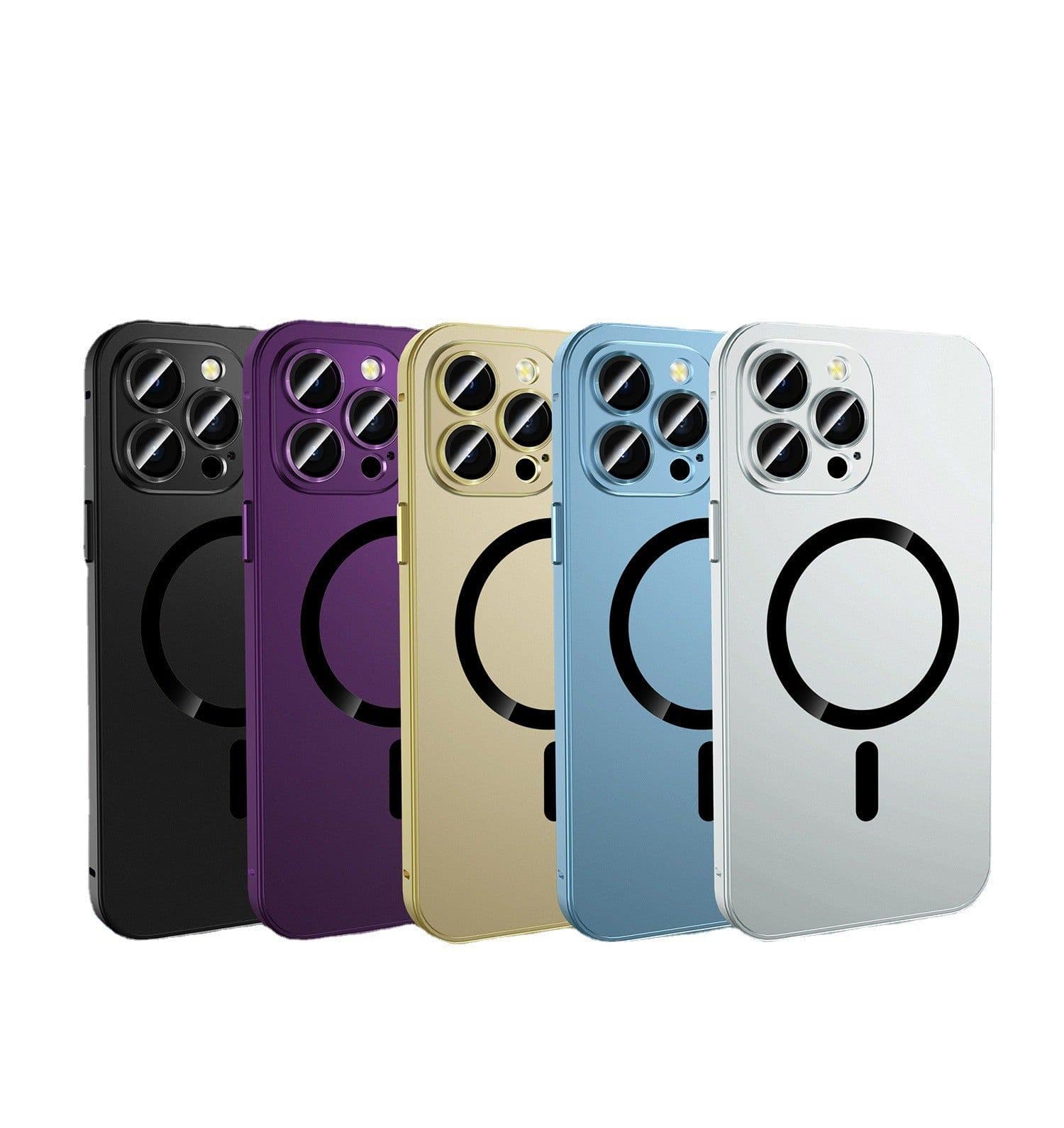 image-Magnetic iPhone 15 Pro Max Phone Case - Titanium Gray Metal with Lens Film