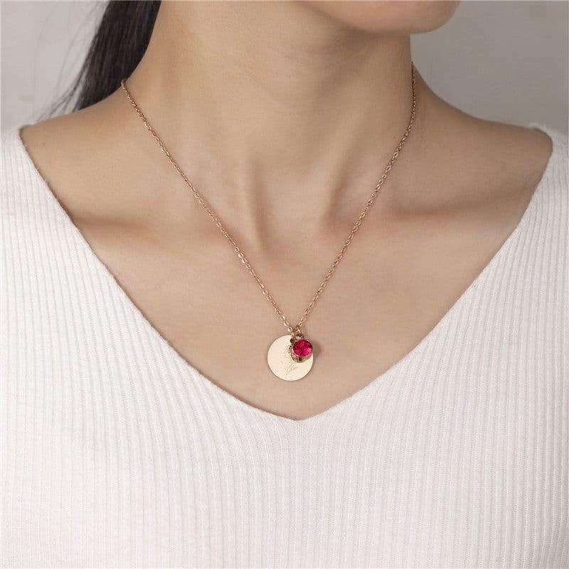 image-Source Manufacturer Fashion Stainless Steel Necklace European and American Flower Twelve Birthstone Necklace Jewelry Female Titanium Steel Necklace