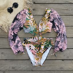 image-One-piece high-waist swimsuit women's 2023 new European and American sexy backless long-sleeved bikini cross-border export