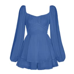 image-Women's Solid Color Long Sleeve Strappy Jumpsuit Ruffles