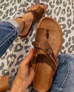 image-Yutai Women's Flip-Flops - Brown Size 43
