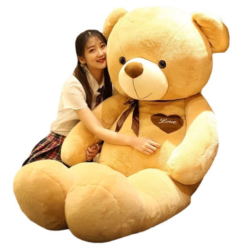 image-Oversized Plush Teddy Bear - Chocolate Ribbon 60cm