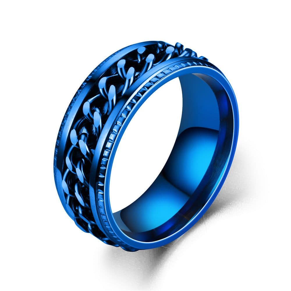 image-New simple transfer jewelry men's titanium steel rotatable beer bottle chain ring personality domineering ring