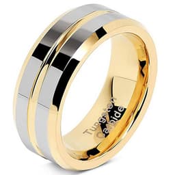 image-Tungsten Steel Ring - 8mm Gold Chamfered