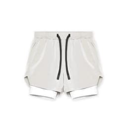 image-European Men's Quick-Dry Muscle Sports Shorts 4XL Beige White