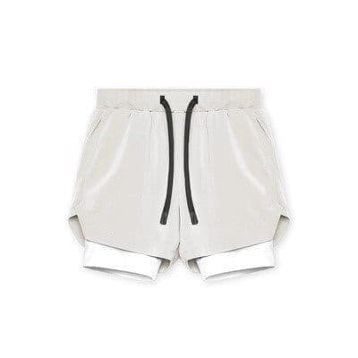 image-European Men's Quick-Dry Muscle Sports Shorts 4XL Beige White