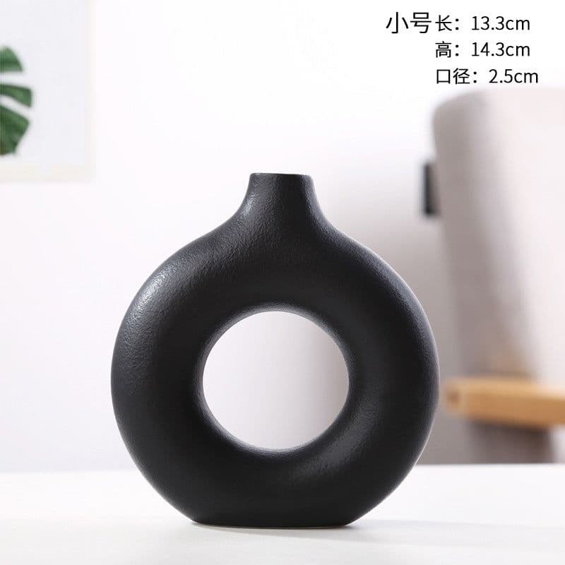 image-Nordic Ceramic Flower Arrangement Vase - Creative Round Dry Hydroponic Decor