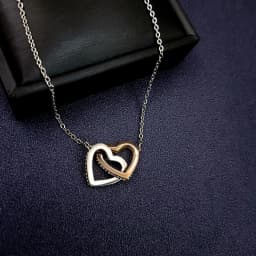 image-Separation Rose Gold Double Heart Stainless Steel Necklace