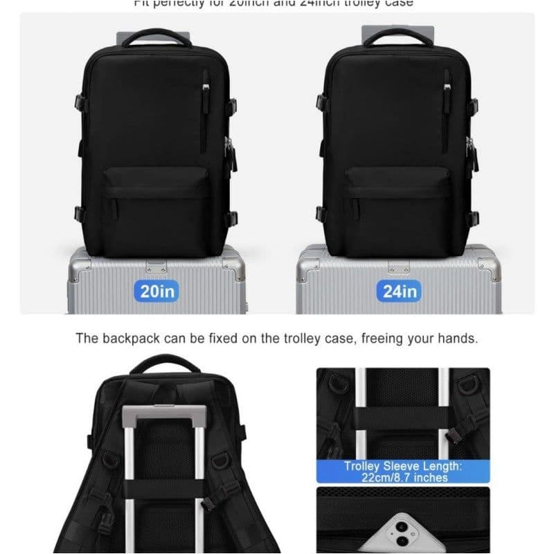 image-USB Rechargeable Travel Backpack 20-35L Off White