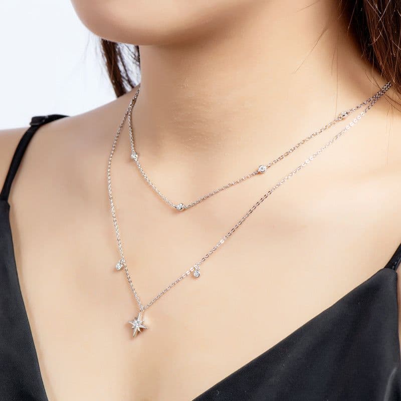 image-AINUOSHI Moissanite Necklace, 925 Silver, 0.3ct, European Style, 21-50cm