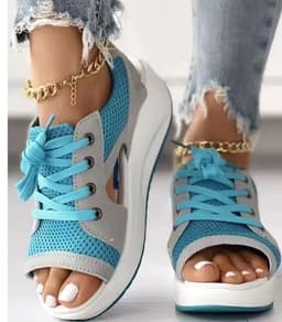 image-Amazon Summer Shake Bottom Women's Sandals Muffin Thick Bottom Lace Up Sandals Beach Shoes Size 43