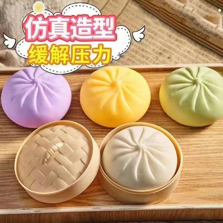 image-Simulation Steamed Bun Stress Toy - Green