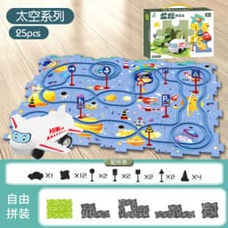 image-Children's Puzzle Track Car Electric DIY Toy