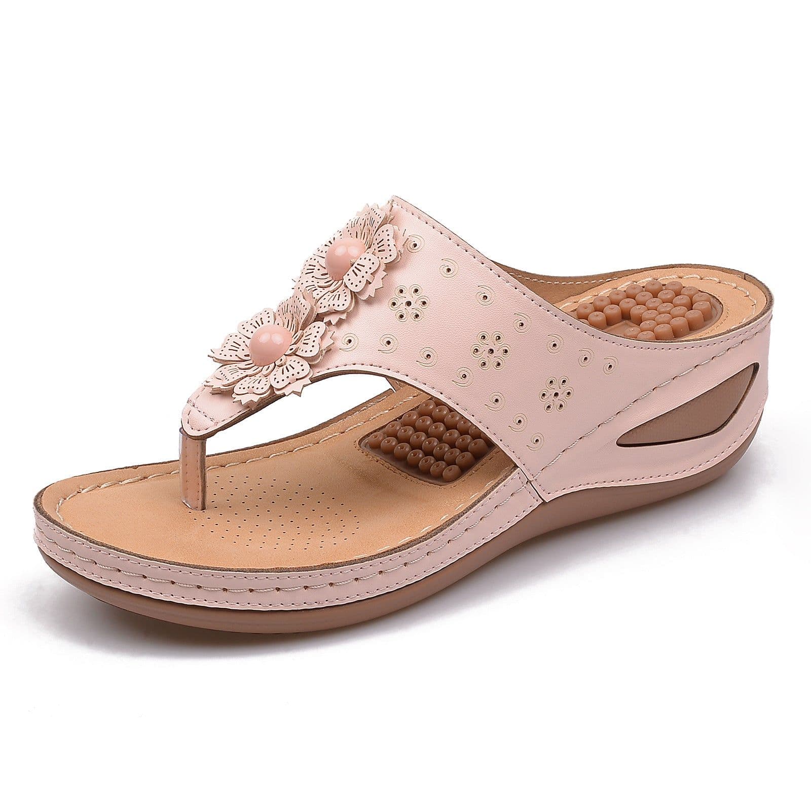 image-NVDIYAYA Flip-Flop Sandals - Pink Wedge Heel