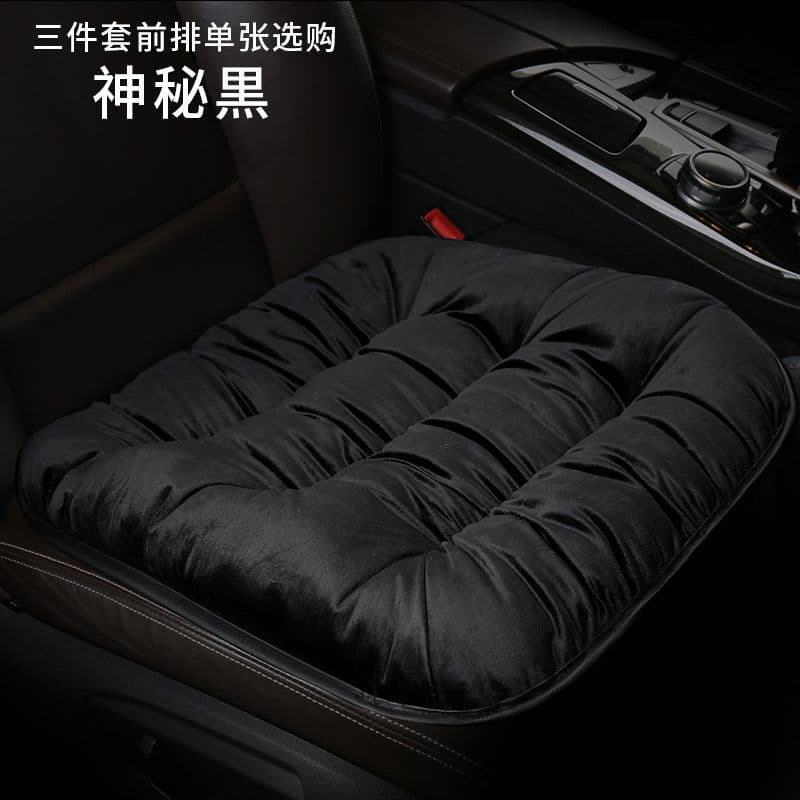 image-Plush winter car seat cushion three pieces down cotton full car cover cushion cover thick universal car cushion wool cushion winter