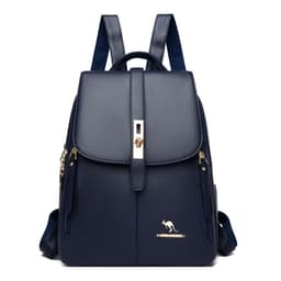 image-Women's Backpack - Black Soft PU Leather Waterproof