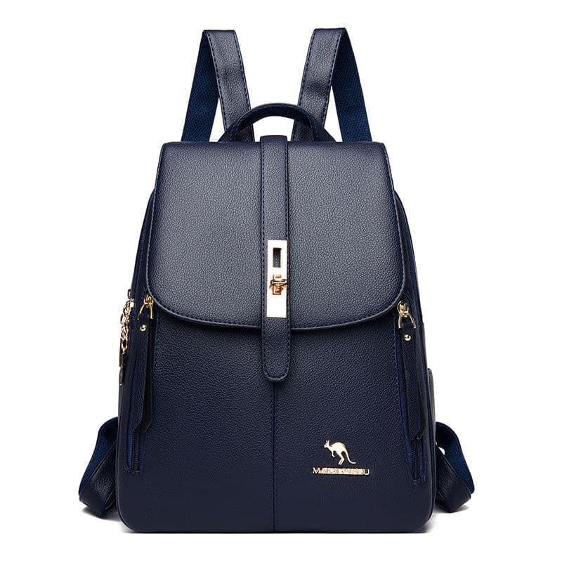 image-Women's Backpack - Black Soft PU Leather Waterproof