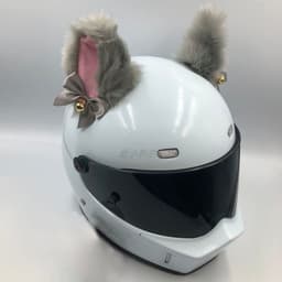image-Motorcycle Helmet Cat Ears Bow Decoration - Plush Red