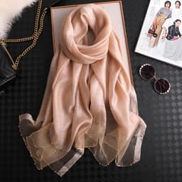 image-Beach Sunscreen Beading Scarf - Women 65*185cm, Thin Wool Blend Shawl (65 characters)