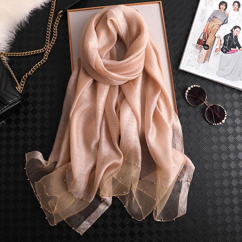 image-Beach Sunscreen Beading Scarf - Women 65*185cm, Thin Wool Blend Shawl (65 characters)