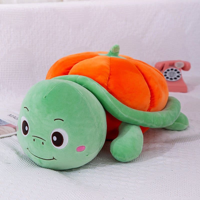 image-New Orange Tortoise Plush Toy - Cute Pumpkin Turtle Pillow for Kids
